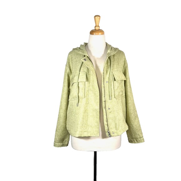 Avec Les Filles Jackets & Blazers - Avec‎ Les Filles Green Zip Up Hooded Jacket Size L